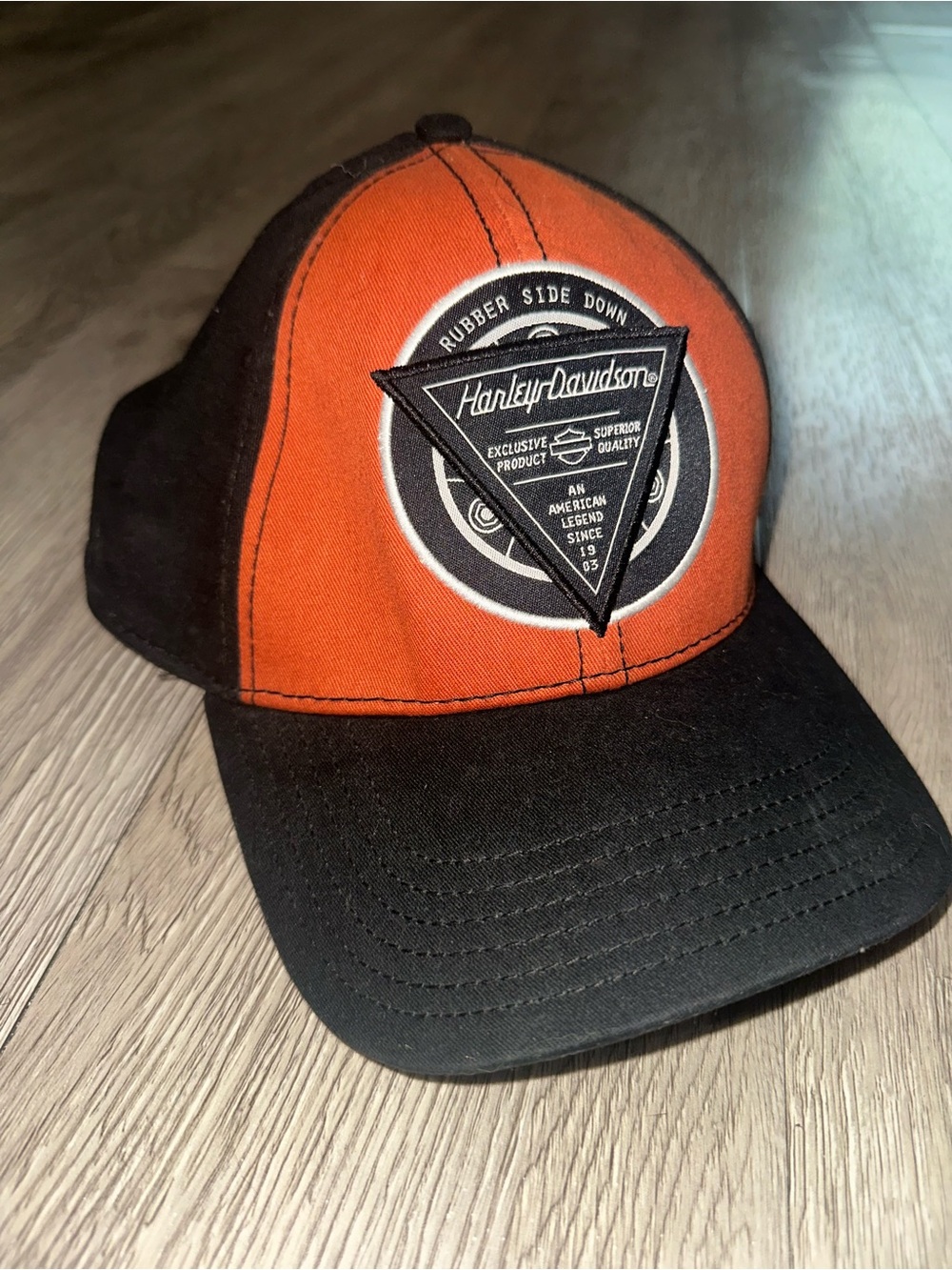 Harley Davidson Black Orange Motorcycle Cap Men’s Hat OS